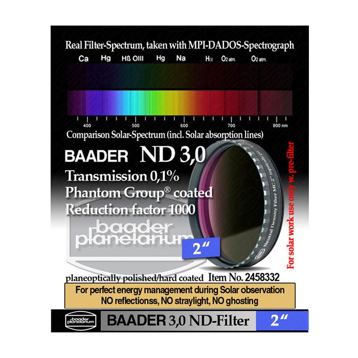 Baader Neutral Density Filter ND-3.0 0.1% Transmission - 2 Baader Neutral Density Filter ND-3.0 0.1% Transmission - 2