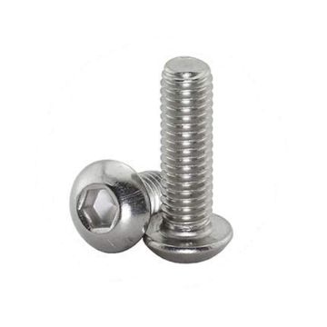 Machine Screw, Button Head, Stainless Steel, Hex Drive, Metric M4-0.7, 8mm Thread Length (Pack of 2)