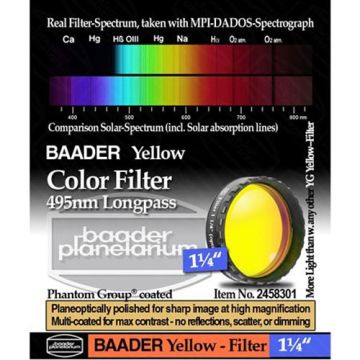 Baader Premium Eyepiece Filter: Yellow, 495nm Longpass - 1.25