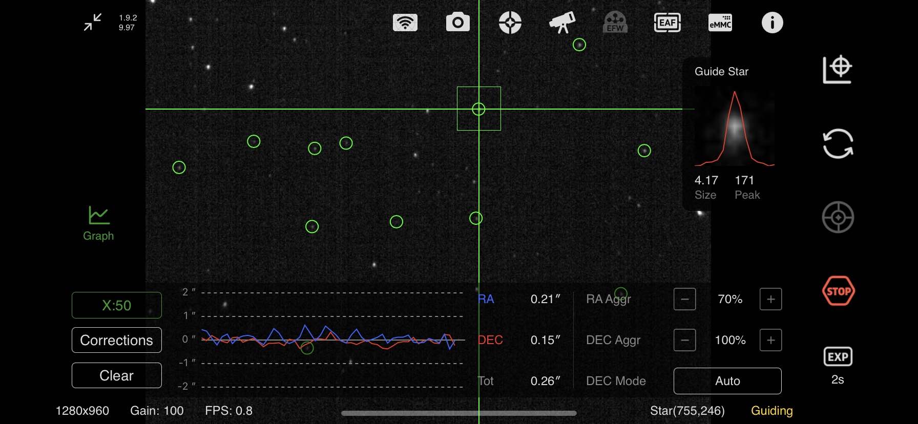 Autoguiding with Multi-Star Guiding and Guide Graph in the ASIAIR App
