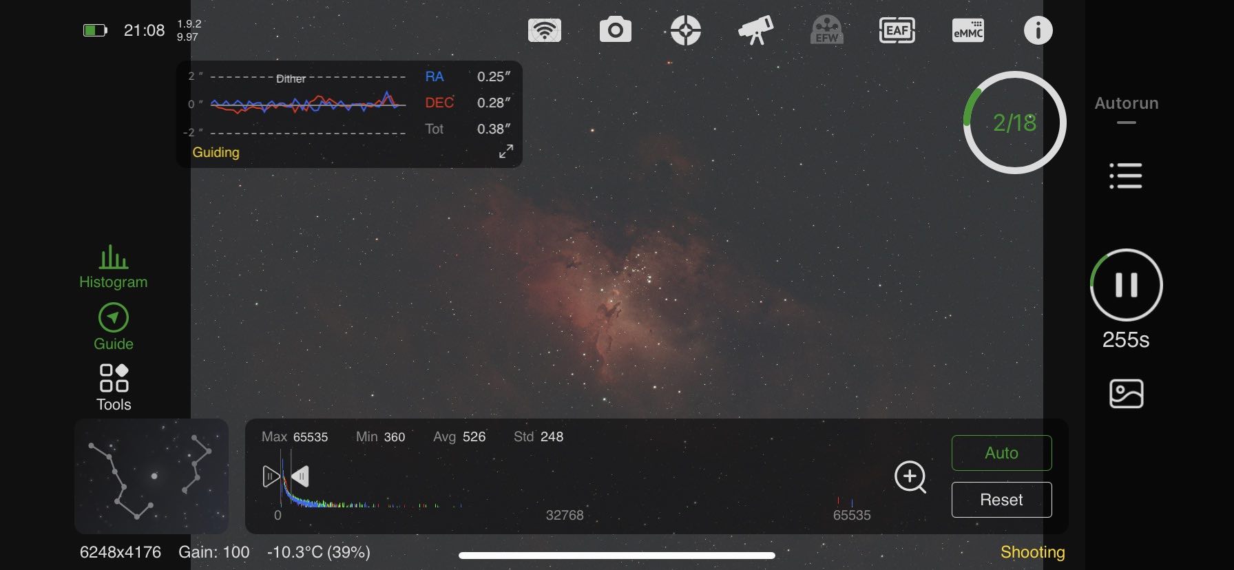 Using the Autorun mode in the ASIAIR app to plan an astrophotography image session